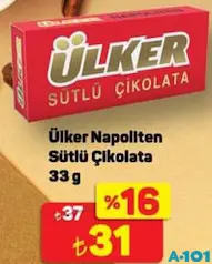 ÜLKER NAPOLİTEN SÜTLÜ ÇİKOLATA 33 GR fiyat ve kampanya bilgisi
